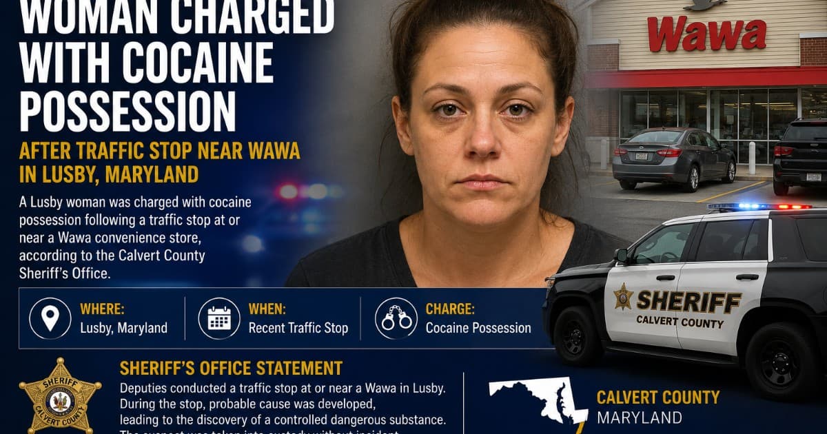 Lusby Resident Charged With Cocaine Possession After Traffic Stop Near Wawa