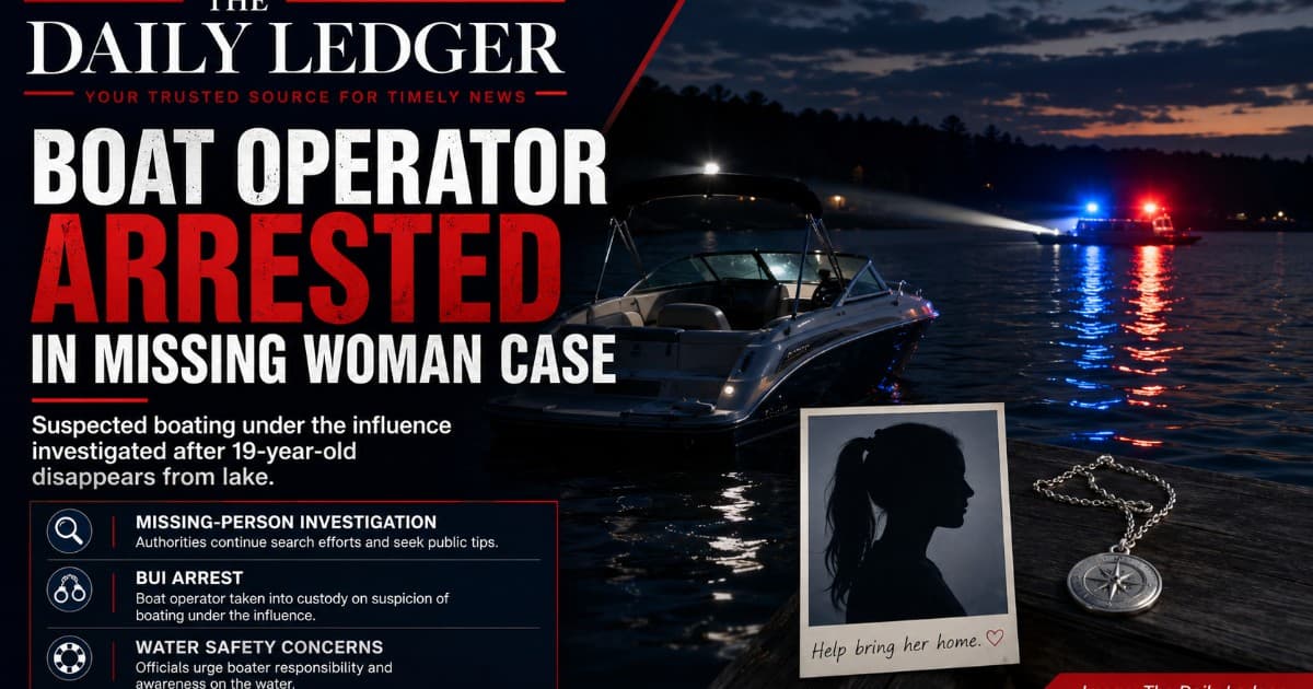 Boat Operator Arrested on BUI Charges After 19-Year-Old Woman Disappears During Lake Outing