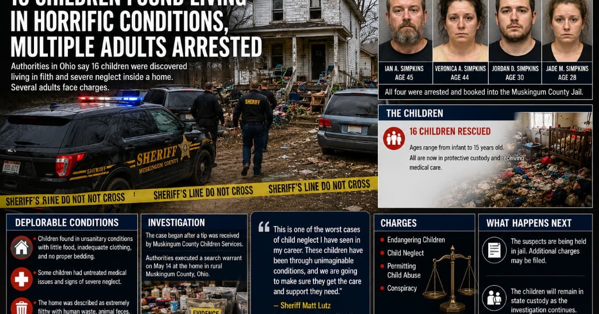 16 Children Rescued from Ohio Home Described as 'Deplorable' as Adults Face Arrest