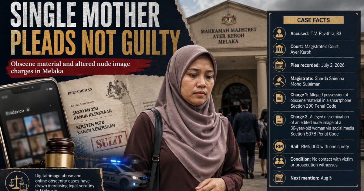 Melaka Single Mother Denies Charges Over Obscene Material and Digitally Altered Nude Images