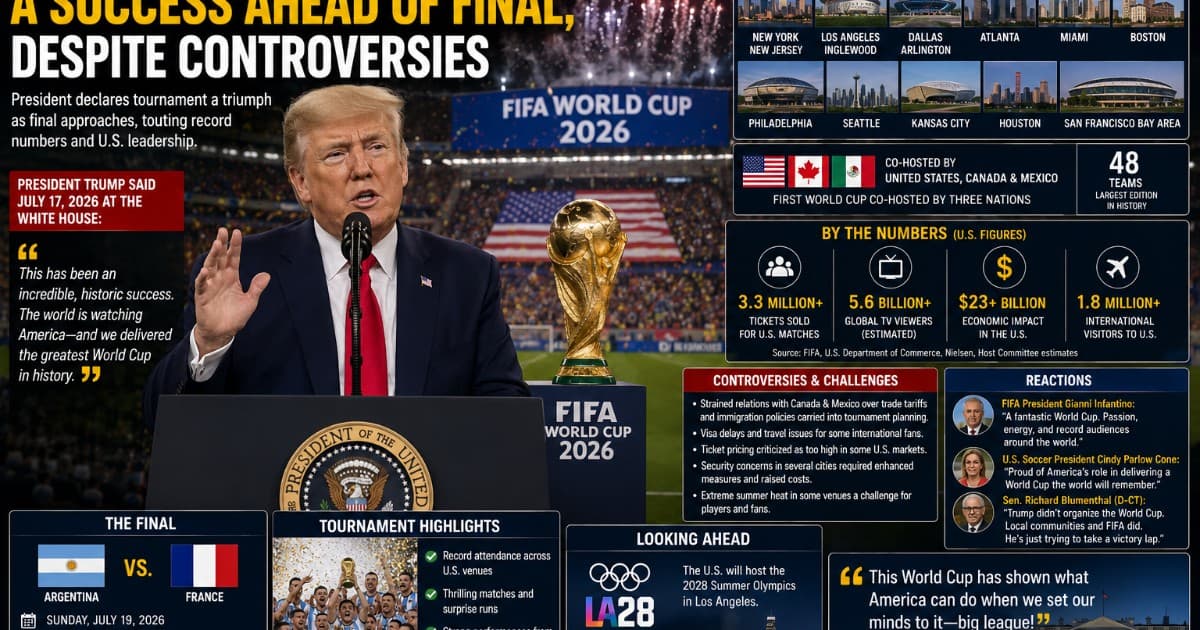Trump Touts US-Hosted World Cup as a Win, Brushing Aside Tournament Controversies Before Final