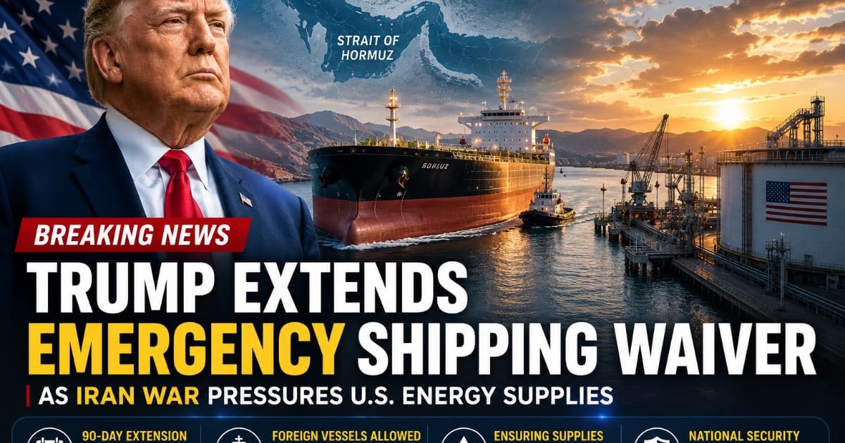 Trump Extends Emergency Shipping Waiver as Iran War Pressures U.S. Energy Supplies