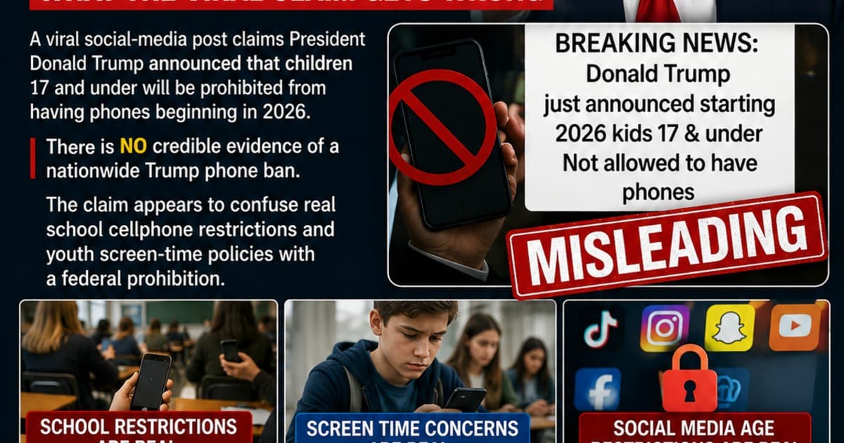 Trump Banning Phones for Kids 17 and Under in 2026? What the Viral Claim Gets Wrong