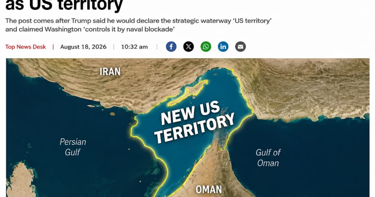 Trump posts map showing Strait of Hormuz as US territory