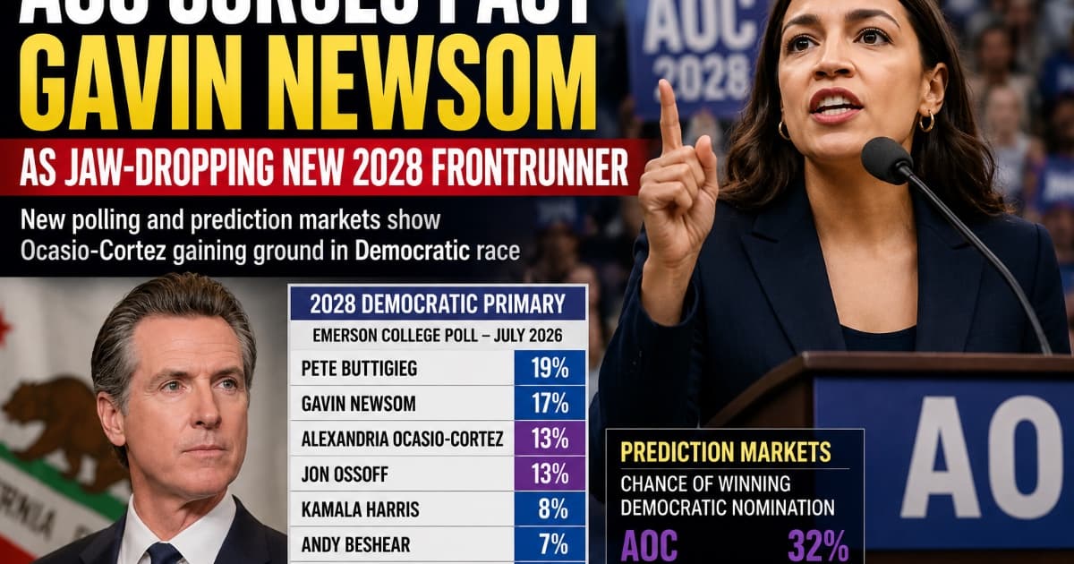 AOC Surges in 2028 Race, Challenging Gavin Newsom as Democratic Frontrunner Speculation Explodes