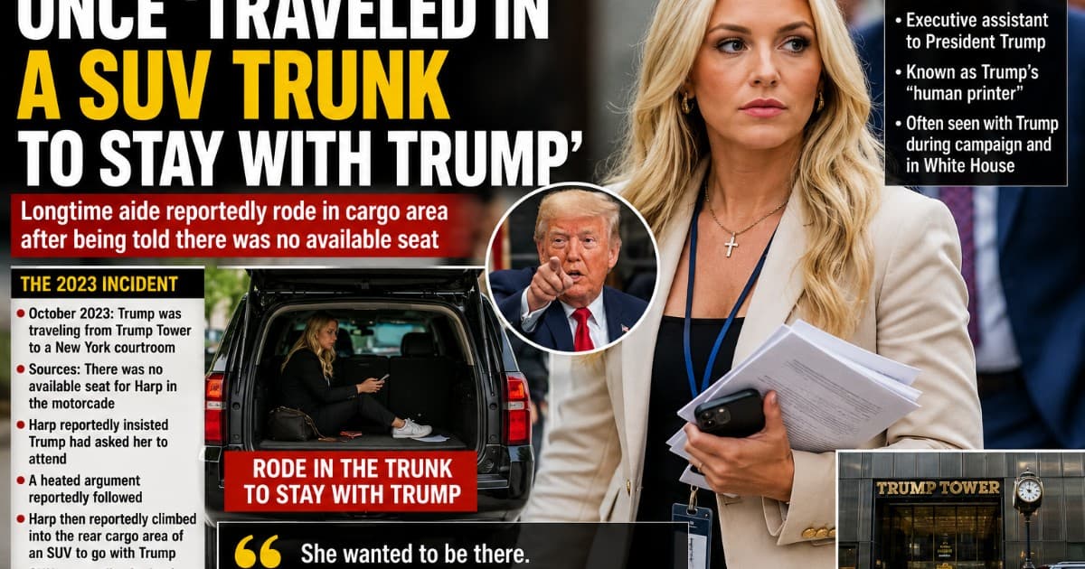Natalie Harp Reportedly Rode in SUV Trunk After Being Denied Seat in Trump Motorcade
