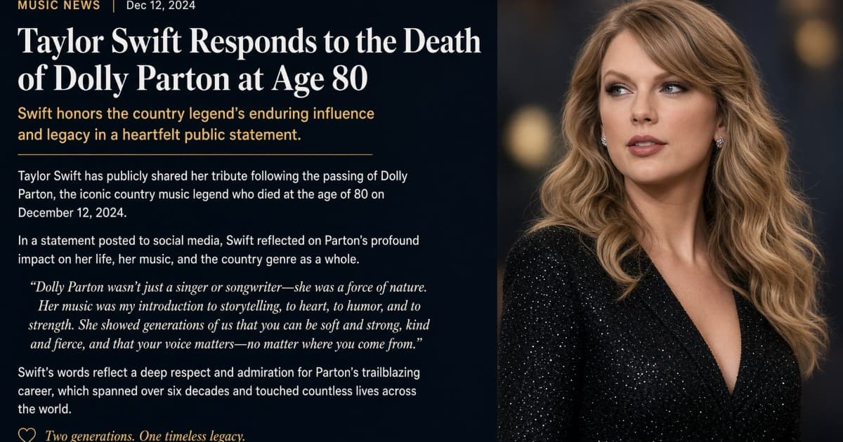 Taylor Swift Honors Dolly Parton Following Country Icon's Death