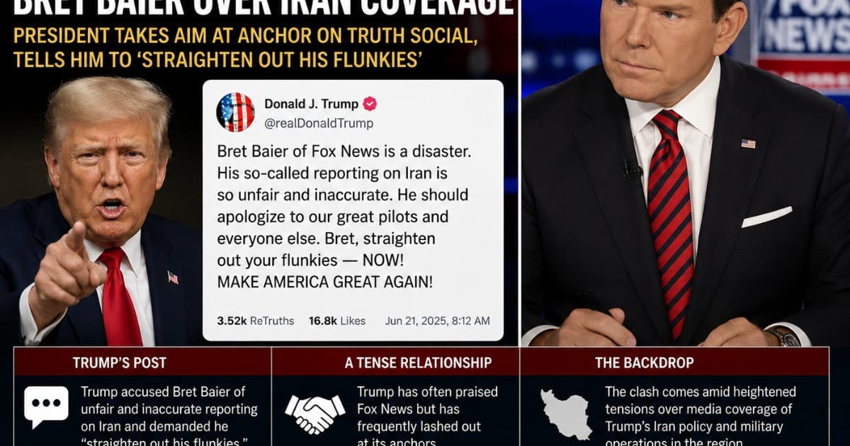Trump Attacks Fox News Anchor Bret Baier on Truth Social Over Iran Reporting
