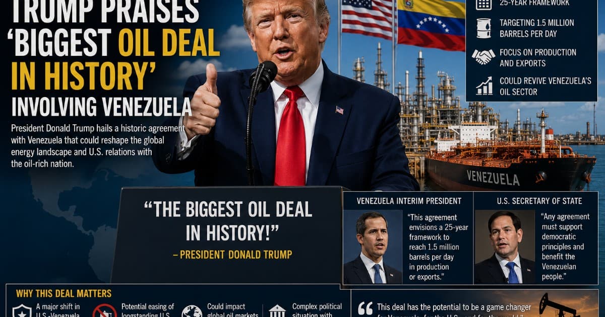 Trump Touts 'Biggest Oil Deal in History' as Venezuela Outlines 25-Year, 1.5 Million BPD Agreement