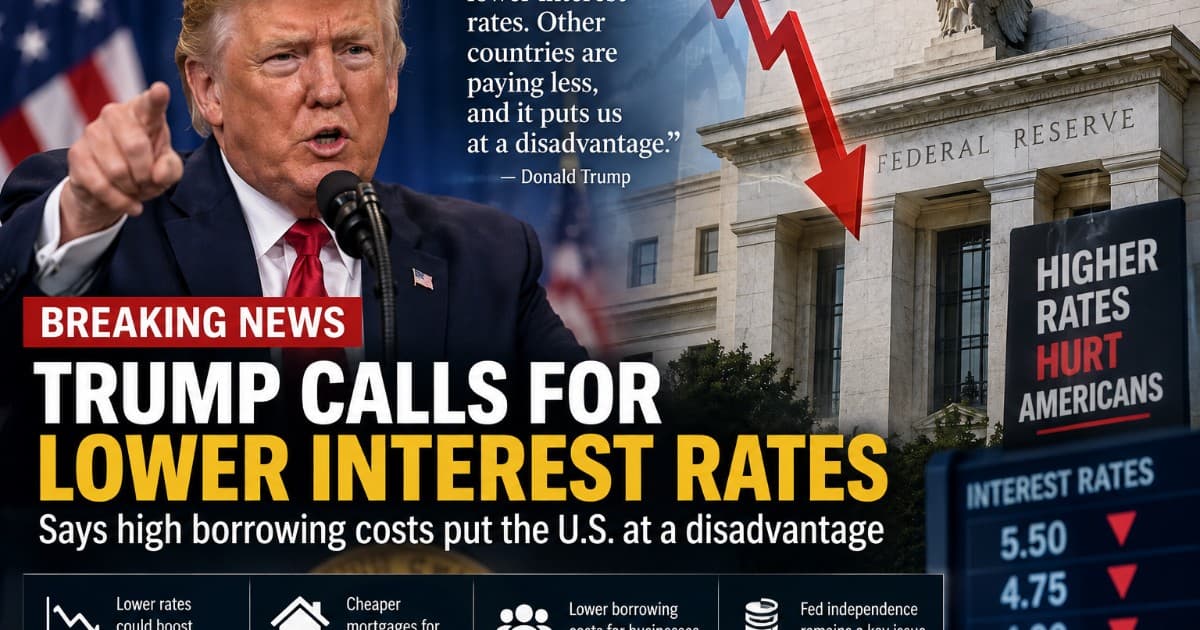 Trump Renews Push for Lower Interest Rates, Citing Global Competitive Pressure on US Economy