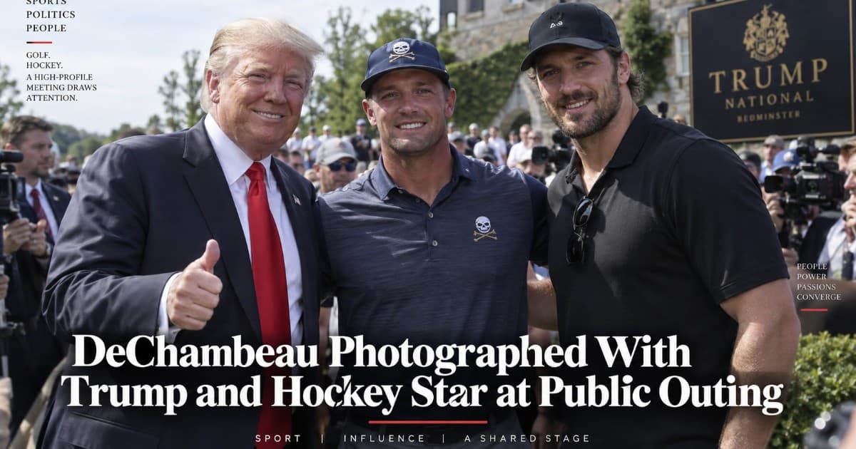 Golfer DeChambeau Photographed With Trump and Hockey Player at Public Outing