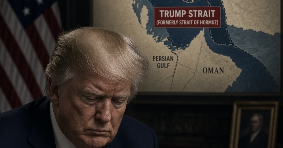 Trump Rejects Iranian Ceasefire, Unveils Map Renaming Strategic Waterway