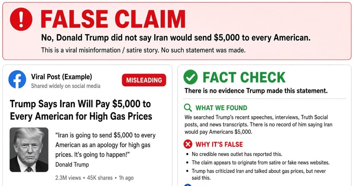 Viral Claim About Trump, Iran, and a $5,000 Payment to Americans Is False