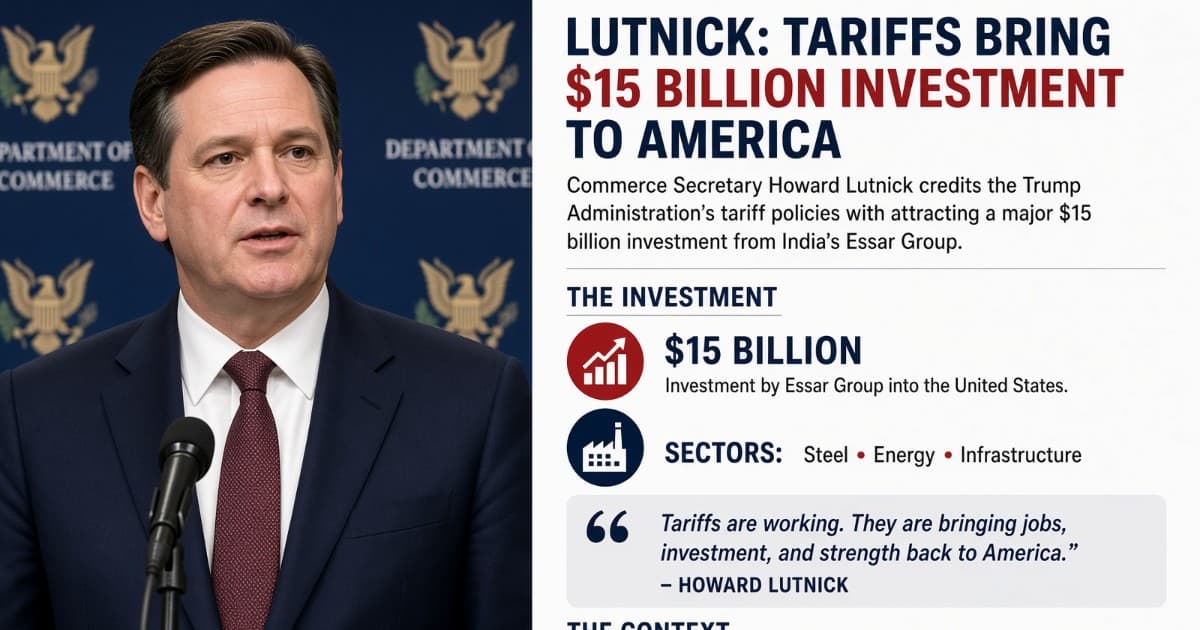 Lutnick Says Trump Tariffs Lured $15 Billion Essar Investment to the U.S.