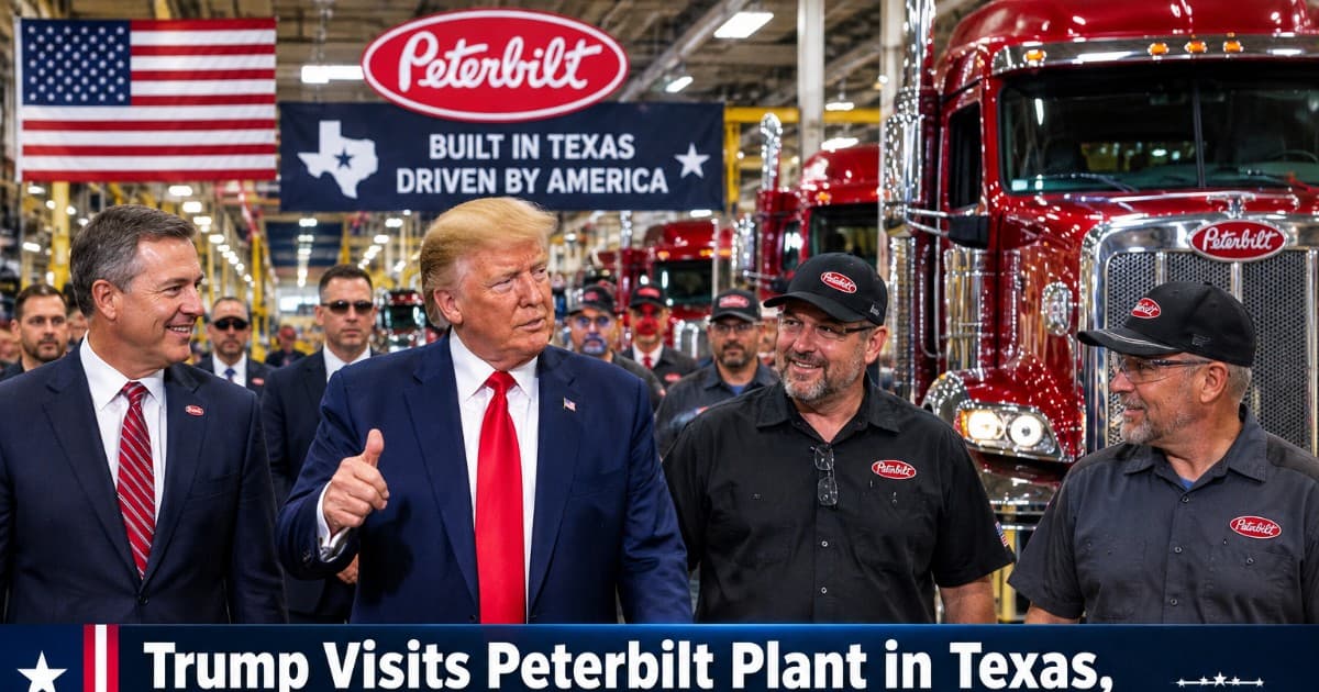 Trump Visits Peterbilt Plant in Texas, Highlights U.S. Manufacturing and Truck Production